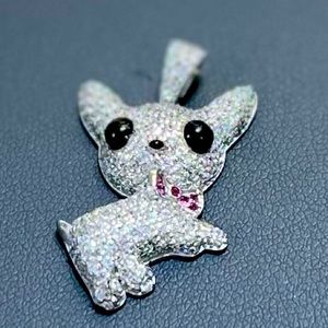 925 sterling silver dog pendant with CZ